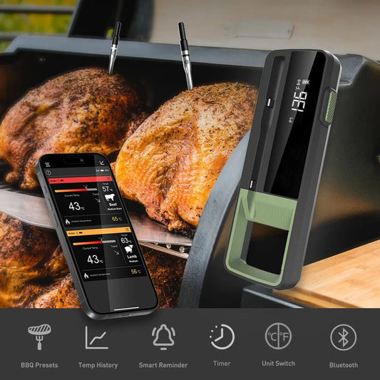 Wireless Meat Thermometer Food Remote Single/Double Probe Smart Digital Bluetooth BBQ Thermometer